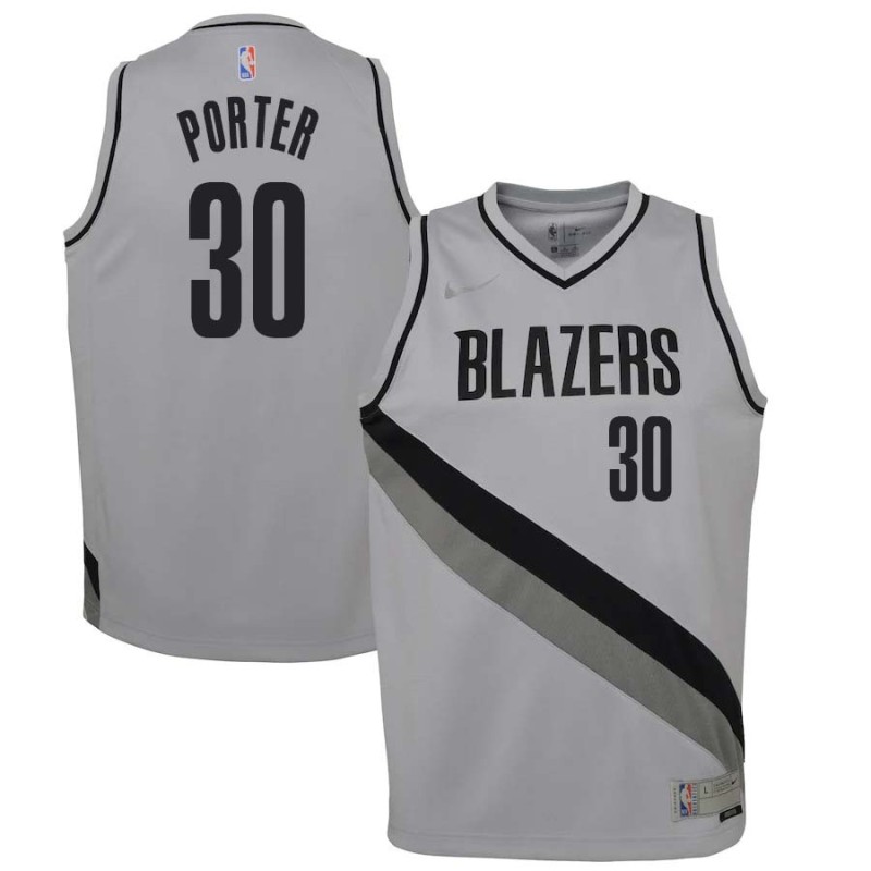 Gray_Earned Terry Porter Twill Basketball Jersey -Trail Blazers #30 Porter Twill Jerseys, FREE SHIPPING