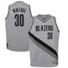 Gray_Earned Rasheed Wallace Twill Basketball Jersey -Trail Blazers #30 Wallace Twill Jerseys, FREE SHIPPING