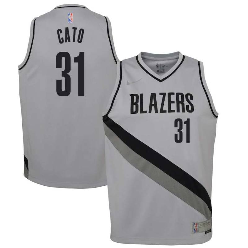 Gray_Earned Kelvin Cato Twill Basketball Jersey -Trail Blazers #31 Cato Twill Jerseys, FREE SHIPPING