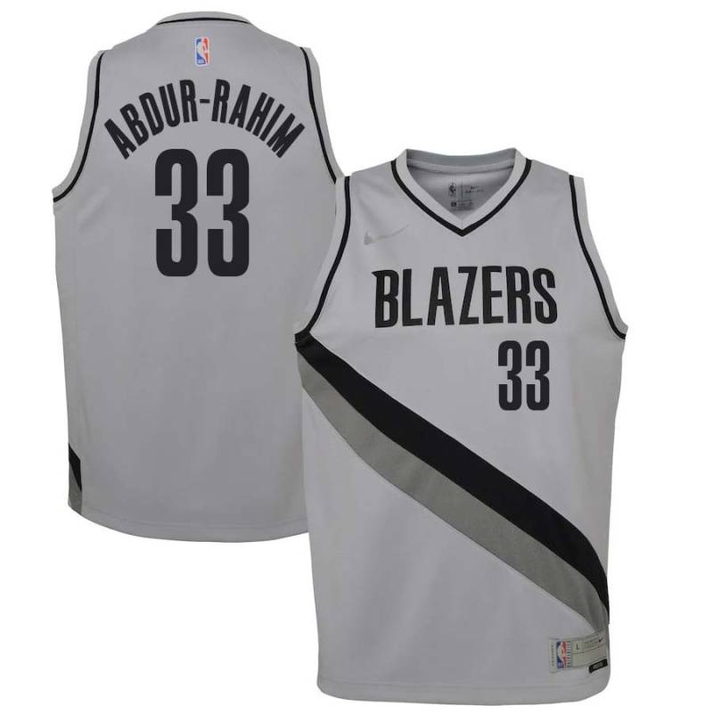 Gray_Earned Shareef Abdur-Rahim Twill Basketball Jersey -Trail Blazers #33 Abdur-Rahim Twill Jerseys, FREE SHIPPING