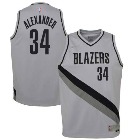 Gray_Earned Cliff Alexander Twill Basketball Jersey -Trail Blazers #34 Alexander Twill Jerseys, FREE SHIPPING