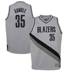 Gray_Earned Kevin Gamble Twill Basketball Jersey -Trail Blazers #35 Gamble Twill Jerseys, FREE SHIPPING