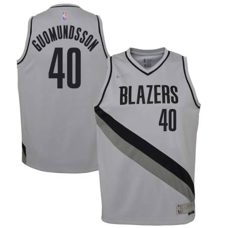 Gray_Earned Petur Gudmundsson Twill Basketball Jersey -Trail Blazers #40 Gudmundsson Twill Jerseys, FREE SHIPPING