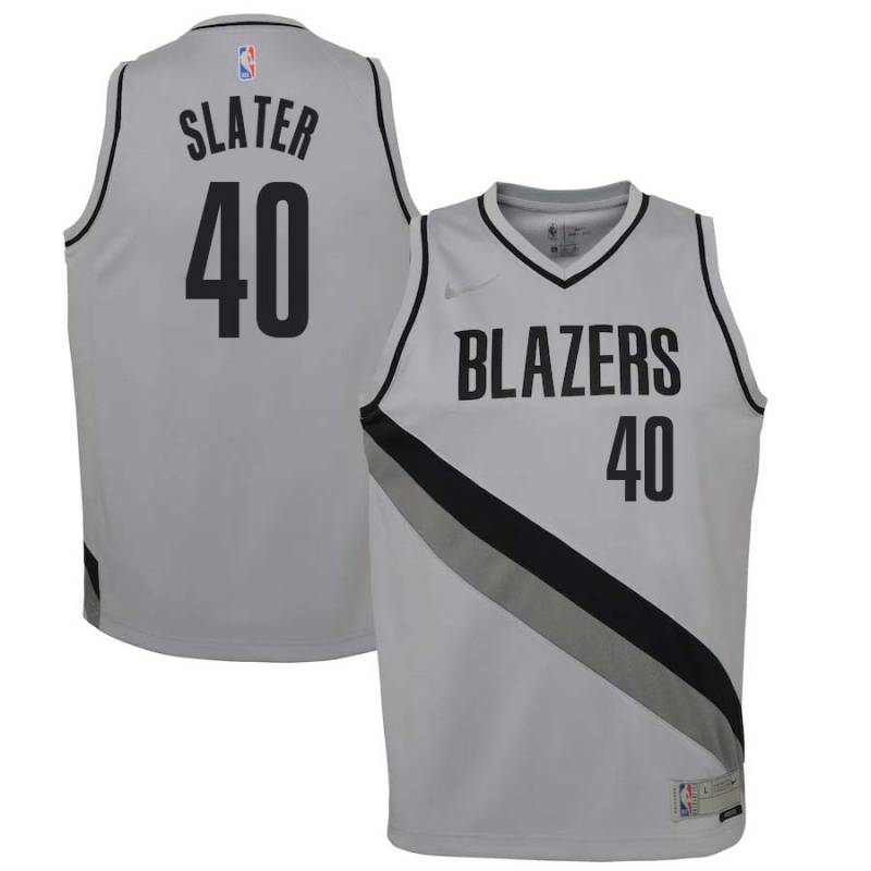 Gray_Earned Reggie Slater Twill Basketball Jersey -Trail Blazers #40 Slater Twill Jerseys, FREE SHIPPING