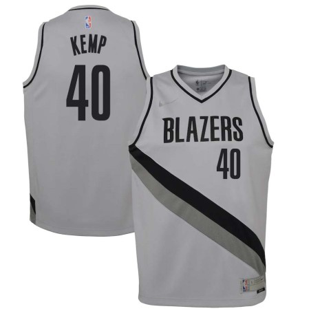 Gray_Earned Shawn Kemp Twill Basketball Jersey -Trail Blazers #40 Kemp Twill Jerseys, FREE SHIPPING