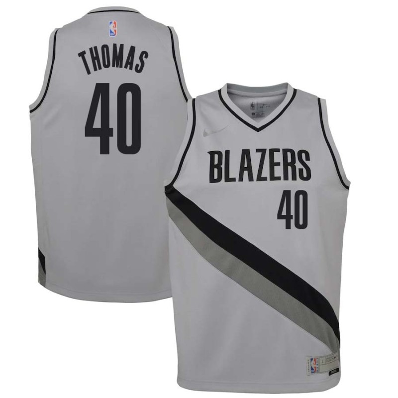 Gray_Earned Kurt Thomas Twill Basketball Jersey -Trail Blazers #40 Thomas Twill Jerseys, FREE SHIPPING