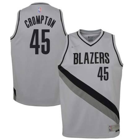 Gray_Earned Geoff Crompton Twill Basketball Jersey -Trail Blazers #45 Crompton Twill Jerseys, FREE SHIPPING