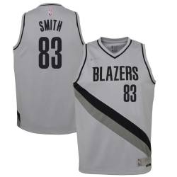 Gray_Earned Craig Smith Twill Basketball Jersey -Trail Blazers #83 Smith Twill Jerseys, FREE SHIPPING