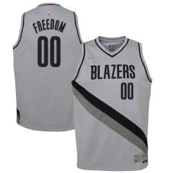 Gray_Earned Enes Freedom Trail Blazers #00 Twill Basketball Jersey FREE SHIPPING