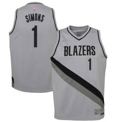 Gray_Earned Anfernee Simons Trail Blazers #1 Twill Basketball Jersey FREE SHIPPING