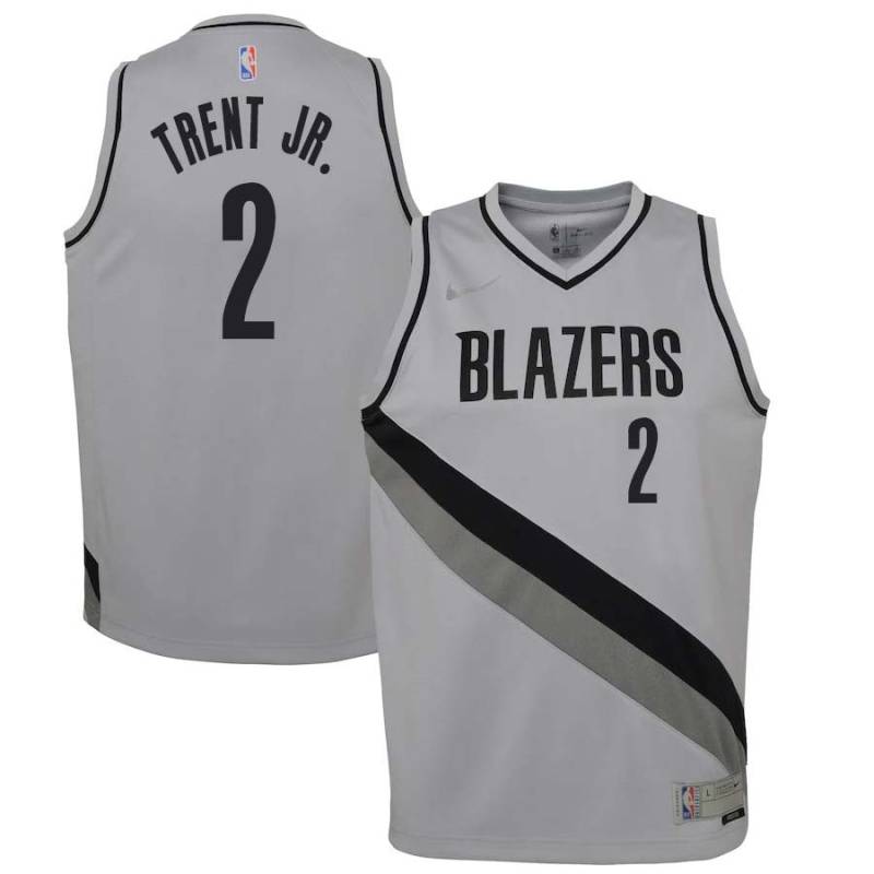 Gray_Earned Gary Trent Jr. Trail Blazers #2 Twill Basketball Jersey FREE SHIPPING