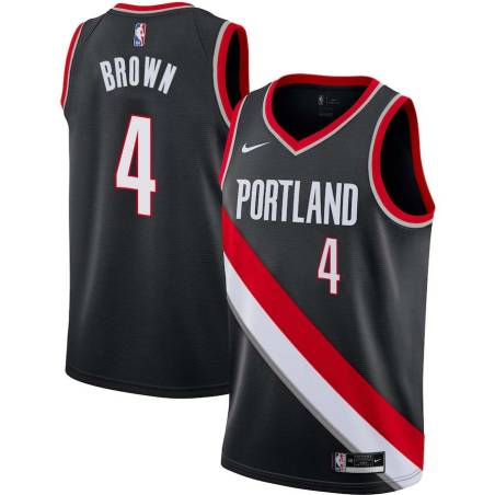 Black Moses Brown Trail Blazers #4 Twill Basketball Jersey FREE SHIPPING