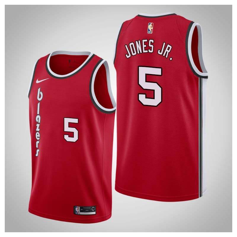 Red Classic Derrick Jones Jr. Trail Blazers #5 Twill Basketball Jersey FREE SHIPPING