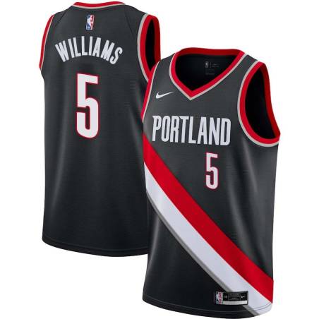 Black Brandon Williams Trail Blazers #5 Twill Basketball Jersey FREE SHIPPING