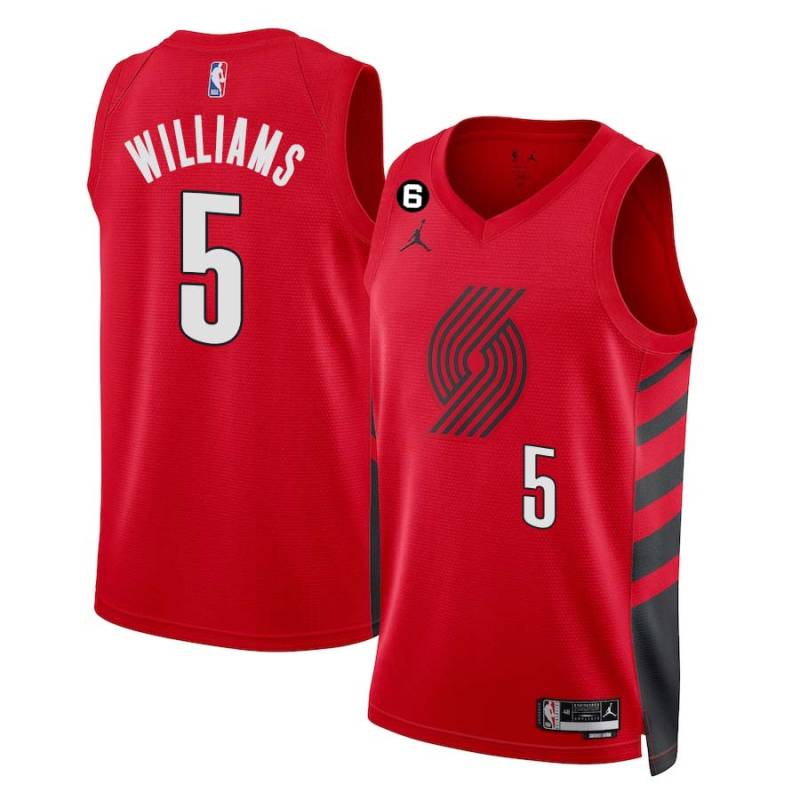 Red Brandon Williams Trail Blazers #5 Twill Basketball Jersey FREE SHIPPING