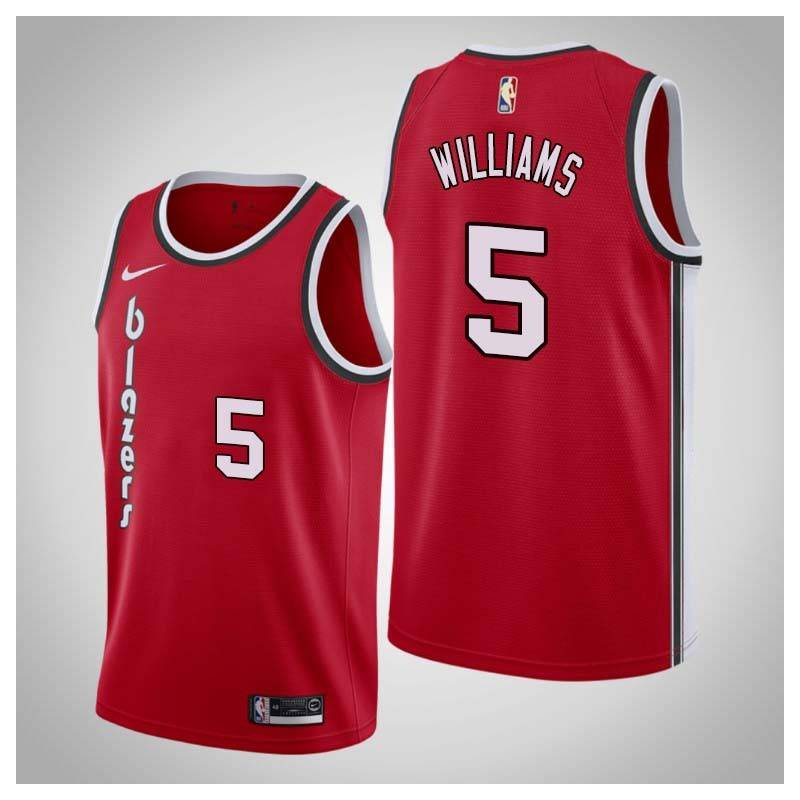 Red Classic Brandon Williams Trail Blazers #5 Twill Basketball Jersey FREE SHIPPING