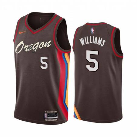 2020-21City Brandon Williams Trail Blazers #5 Twill Basketball Jersey FREE SHIPPING