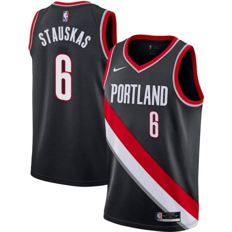 Black Nik Stauskas Trail Blazers #6 Twill Basketball Jersey FREE SHIPPING