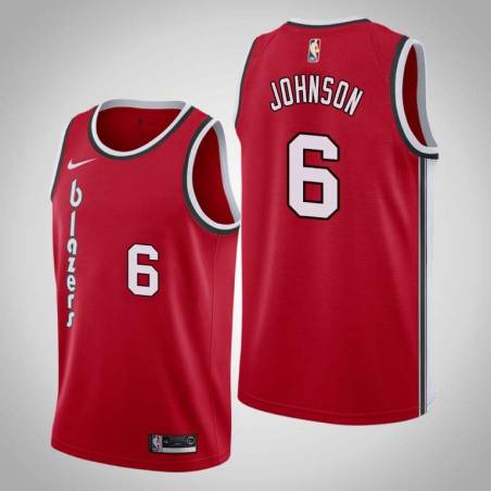 Red Classic Keon Johnson Trail Blazers #6 Twill Basketball Jersey FREE SHIPPING