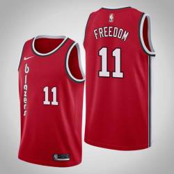 Red Classic Enes Freedom Trail Blazers #11 Twill Basketball Jersey FREE SHIPPING