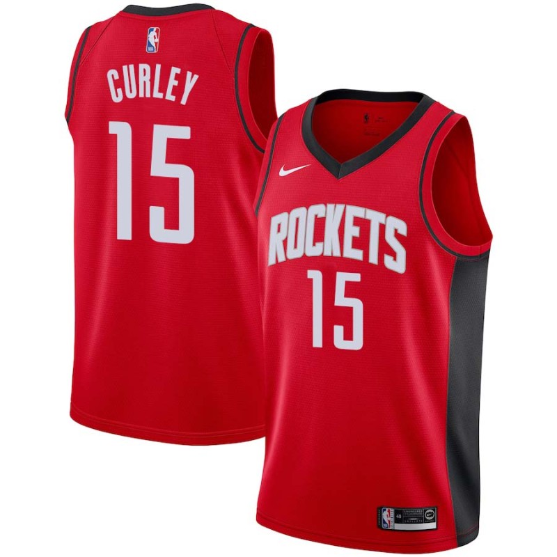 Red Bill Curley Twill Basketball Jersey -Rockets #15 Curley Twill Jerseys, FREE SHIPPING