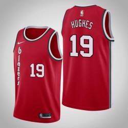 Red Classic Elijah Hughes Trail Blazers #19 Twill Basketball Jersey FREE SHIPPING