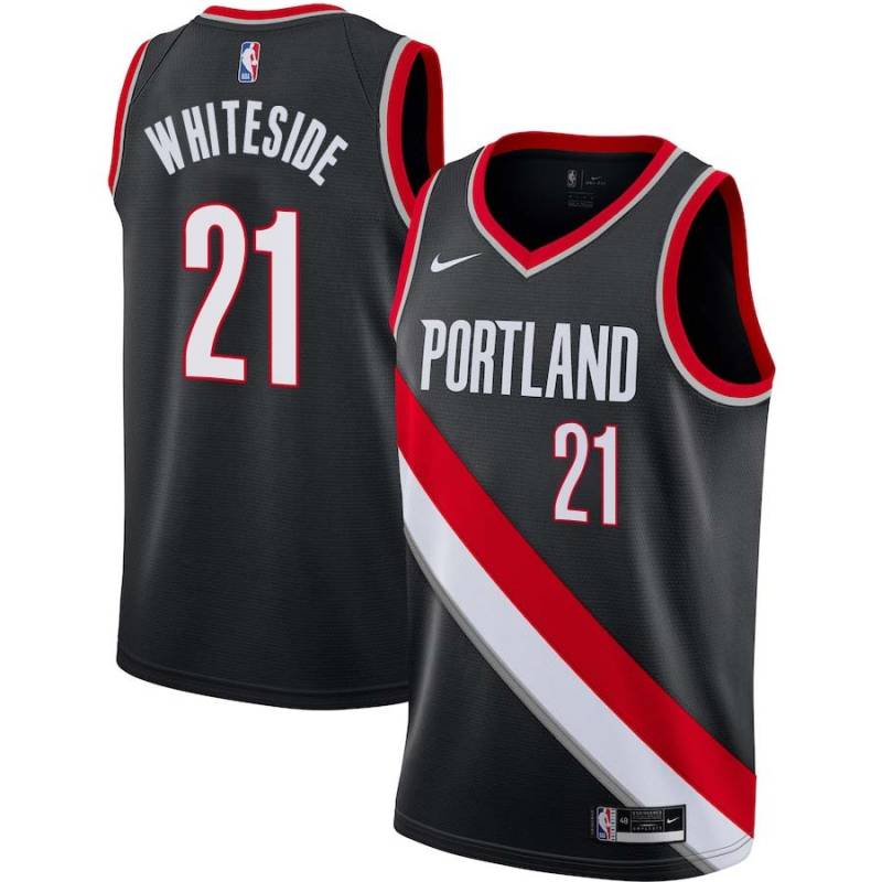 Black Hassan Whiteside Trail Blazers #21 Twill Basketball Jersey FREE SHIPPING