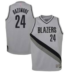 Gray_Earned Kent Bazemore Trail Blazers #24 Twill Basketball Jersey FREE SHIPPING