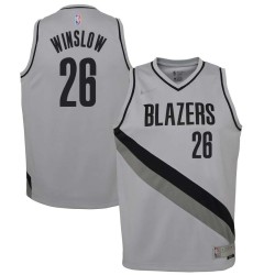 Gray_Earned Justise Winslow Trail Blazers #26 Twill Basketball Jersey FREE SHIPPING