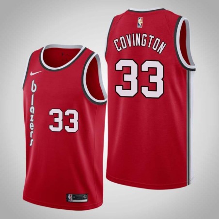 Red Classic Robert Covington Trail Blazers #33 Twill Basketball Jersey FREE SHIPPING