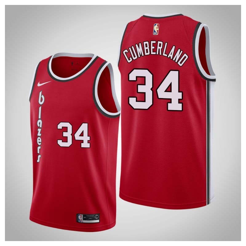 Red Classic Jarron Cumberland Trail Blazers #34 Twill Basketball Jersey FREE SHIPPING