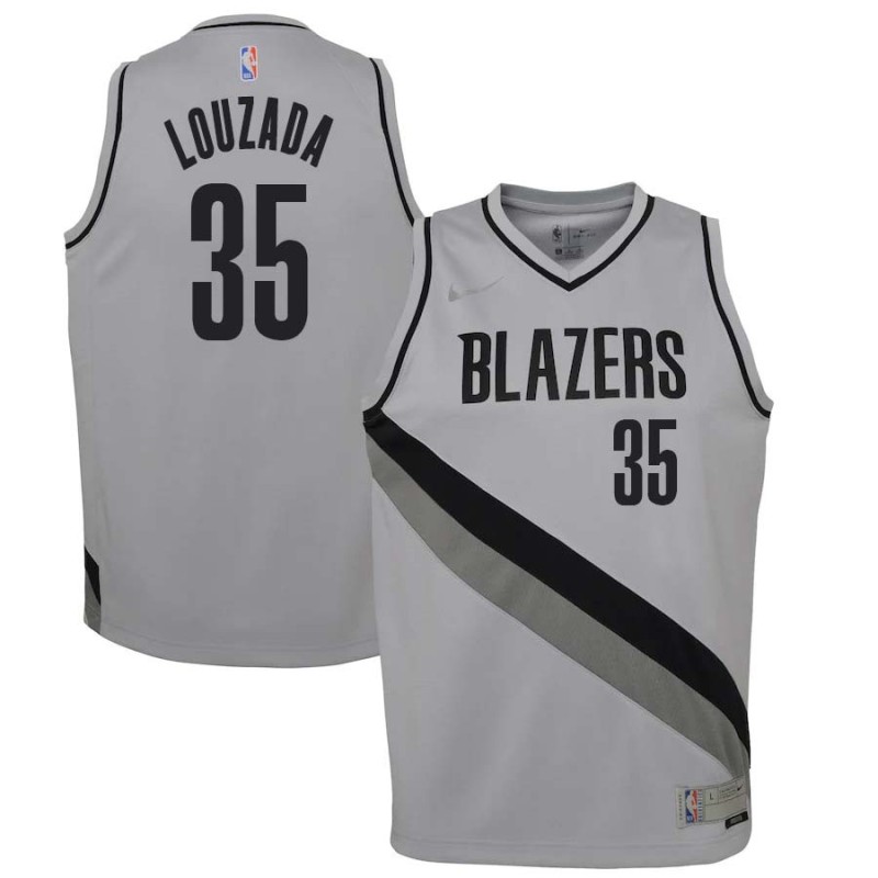 Gray_Earned Didi Louzada Trail Blazers #35 Twill Basketball Jersey FREE SHIPPING