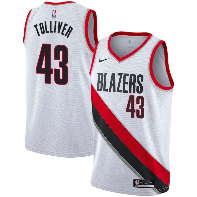 White Anthony Tolliver Trail Blazers #43 Twill Basketball Jersey FREE SHIPPING