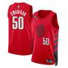 Red Caleb Swanigan Trail Blazers #50 Twill Basketball Jersey FREE SHIPPING