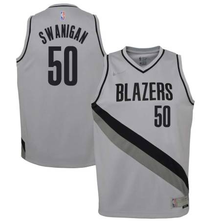 Gray_Earned Caleb Swanigan Trail Blazers #50 Twill Basketball Jersey FREE SHIPPING