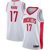 White Charlie Ward Twill Basketball Jersey -Rockets #17 Ward Twill Jerseys, FREE SHIPPING