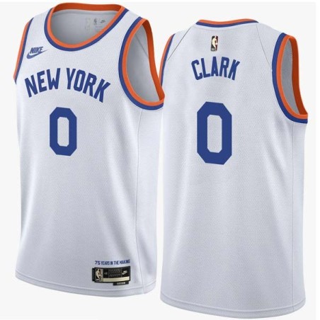 White Classic Earl Clark Twill Basketball Jersey -Knicks #0 Clark Twill Jerseys, FREE SHIPPING