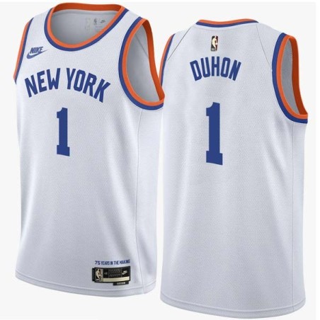 White Classic Chris Duhon Twill Basketball Jersey -Knicks #1 Duhon Twill Jerseys, FREE SHIPPING