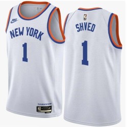 White Classic Alexey Shved Twill Basketball Jersey -Knicks #1 Shved Twill Jerseys, FREE SHIPPING