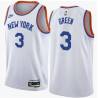 White Classic Ken Green Twill Basketball Jersey -Knicks #3 Green Twill Jerseys, FREE SHIPPING