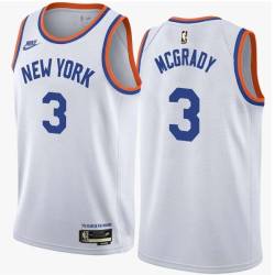 White Classic Tracy McGrady Twill Basketball Jersey -Knicks #3 McGrady Twill Jerseys, FREE SHIPPING