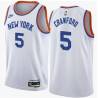 White Classic Joe Crawford Twill Basketball Jersey -Knicks #5 Crawford Twill Jerseys, FREE SHIPPING