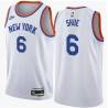 White Classic Gene Shue Twill Basketball Jersey -Knicks #6 Shue Twill Jerseys, FREE SHIPPING