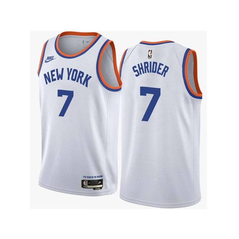 White Classic Dick Shrider Twill Basketball Jersey -Knicks #7 Shrider Twill Jerseys, FREE SHIPPING