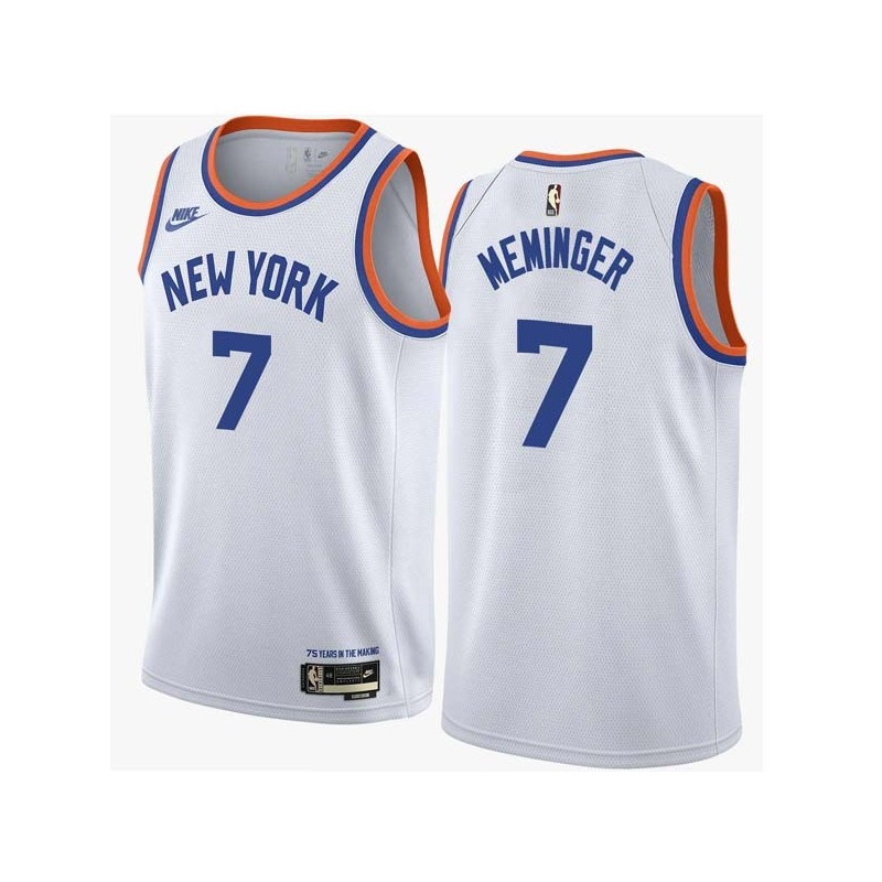 White Classic Dean Meminger Twill Basketball Jersey -Knicks #7 Meminger Twill Jerseys, FREE SHIPPING