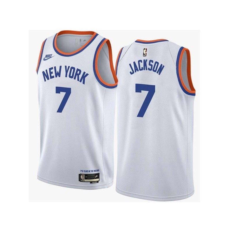 White Classic Greg Jackson Twill Basketball Jersey -Knicks #7 Jackson Twill Jerseys, FREE SHIPPING