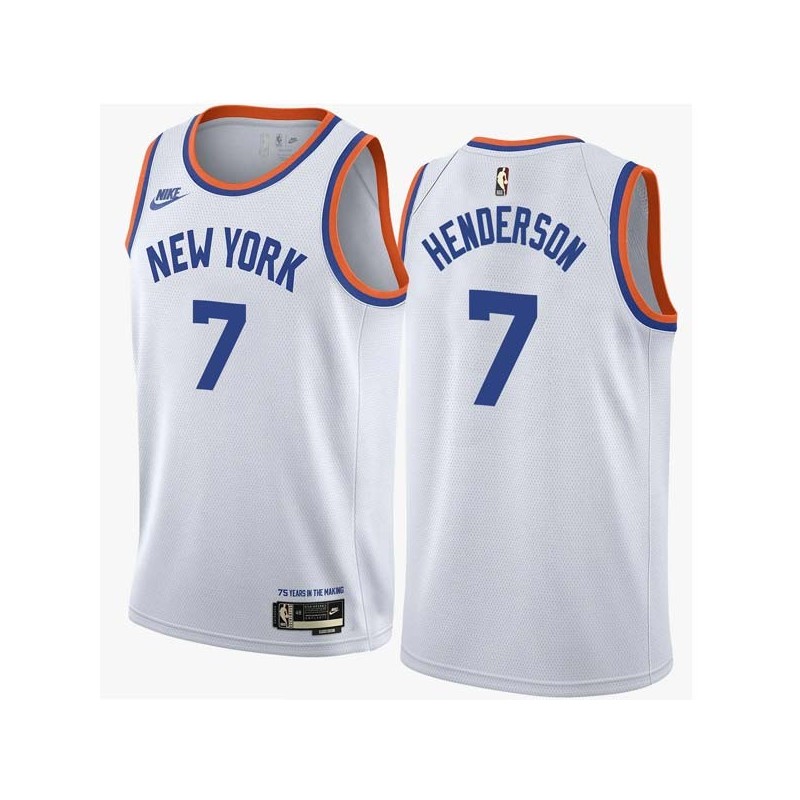 White Classic Gerald Henderson Twill Basketball Jersey -Knicks #7 Henderson Twill Jerseys, FREE SHIPPING