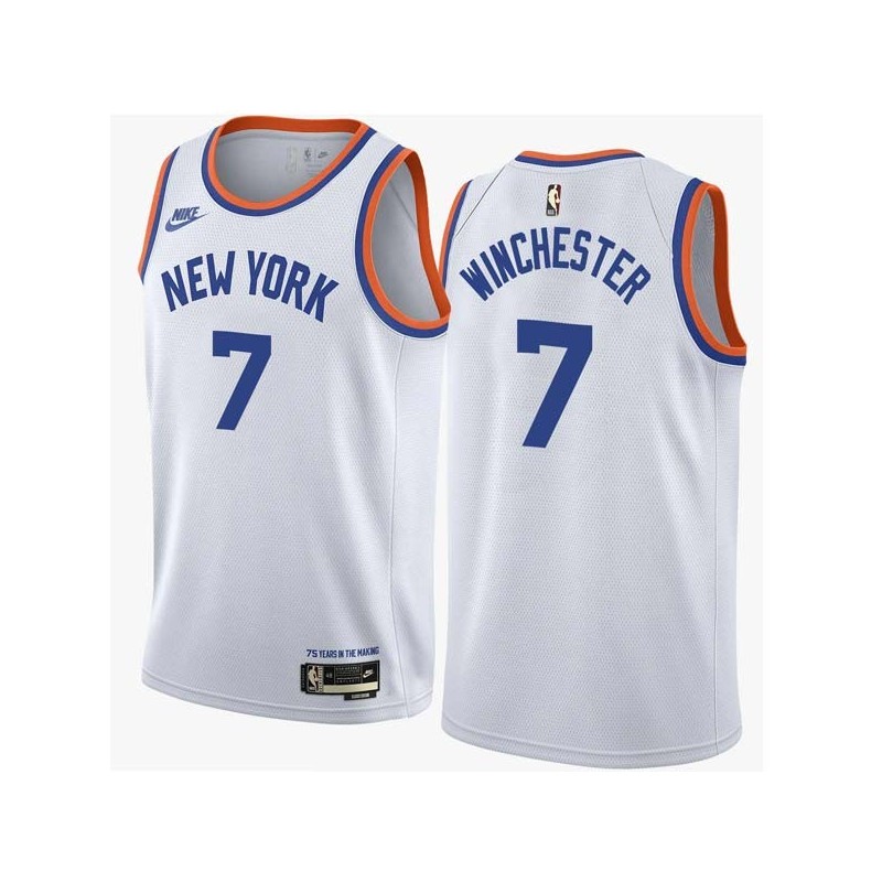 White Classic Kennard Winchester Twill Basketball Jersey -Knicks #7 Winchester Twill Jerseys, FREE SHIPPING