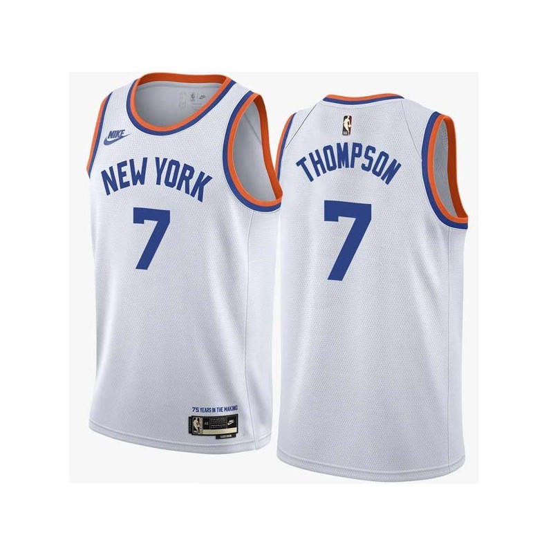 White Classic Brooks Thompson Twill Basketball Jersey -Knicks #7 Thompson Twill Jerseys, FREE SHIPPING