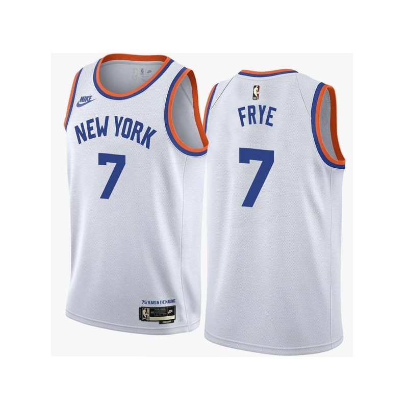 White Classic Channing Frye Twill Basketball Jersey -Knicks #7 Frye Twill Jerseys, FREE SHIPPING